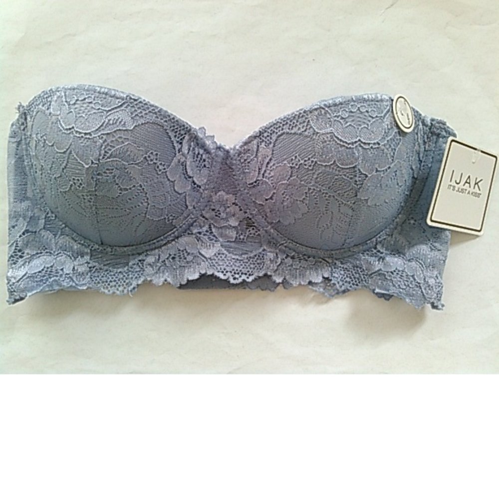 IJAK Lace Strapless Bandeau Bra, Small